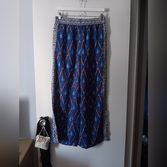 ANTHROPOLOGIE High Rise Wide Leg Multicolor Blue Print Vale Pants - Picture 4 of 8
